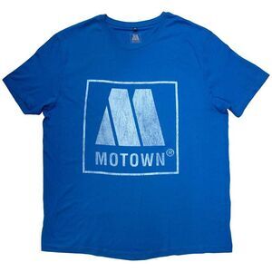 Motown Records Unisex Adult Vintage Logo T-Shirt / Blue